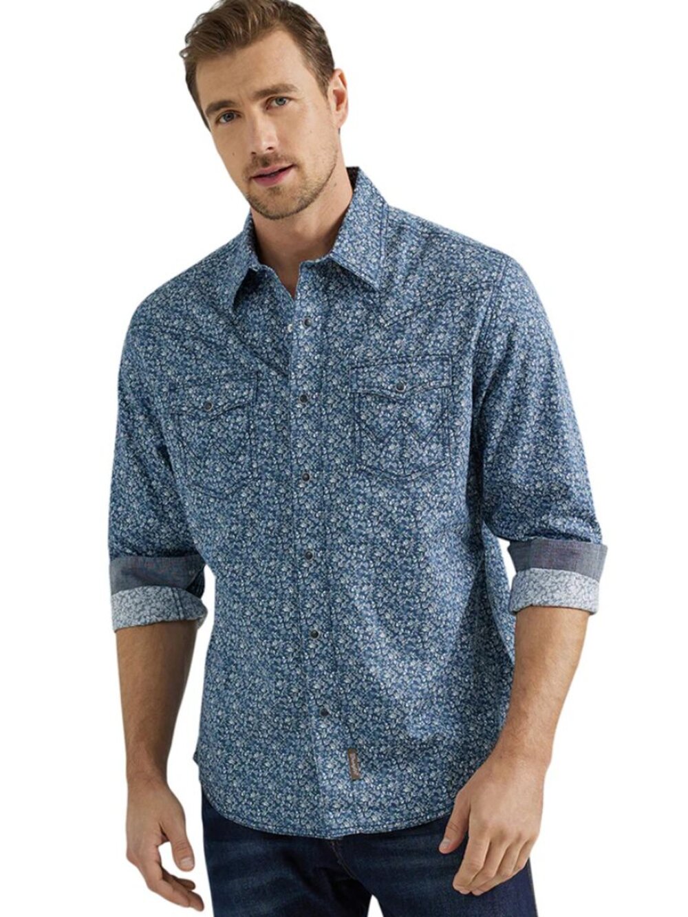 Wrangler Retro Premium Sz S Long Sleeve Modern Fit Shirt Men Western Pearl Snap - Picture 3 of 12